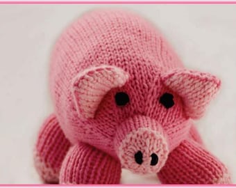 Knitting Pattern Easy Knit Pinky Pig Soft Cuddle Toy in DK downloadable pdf in ENGLISH only