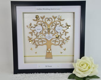 Golden Wedding Anniversary Gift, Anniversary Gift, Wedding Anniversary Frame, 50th Anniversary Gift, Anniversary Box Frame