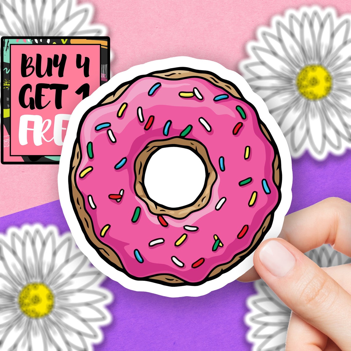 Donut Sticker Food Sticker Doughnuts Cool Stickers Laptop Etsy