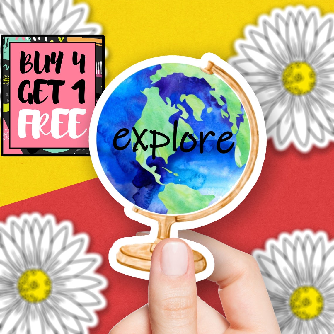 Explore Sticker Globe Sticker Travel Adventure Stickers Laptop Etsy