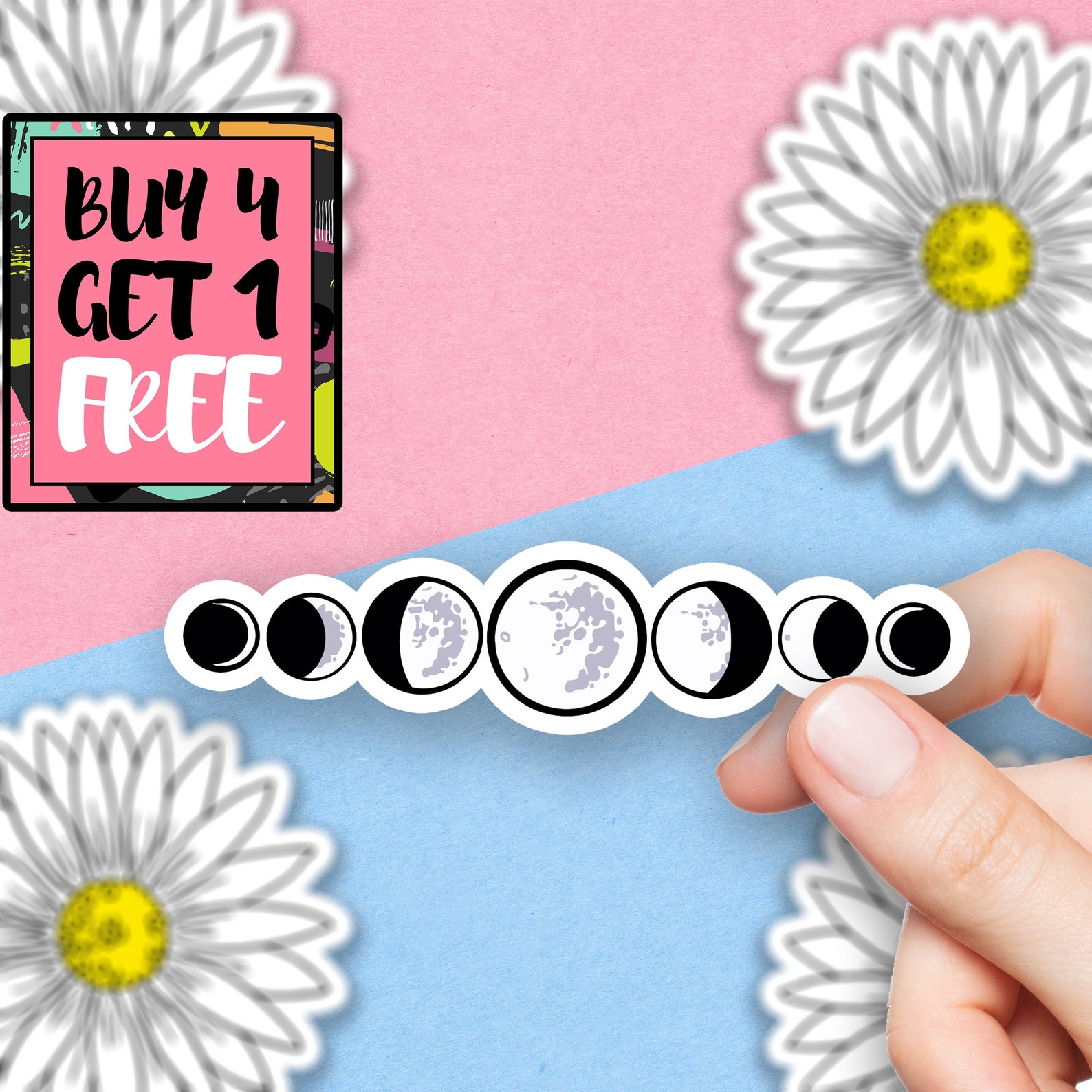 Moon Phase Sticker Moon Sticker Space Crescent Stickers Laptop Etsy