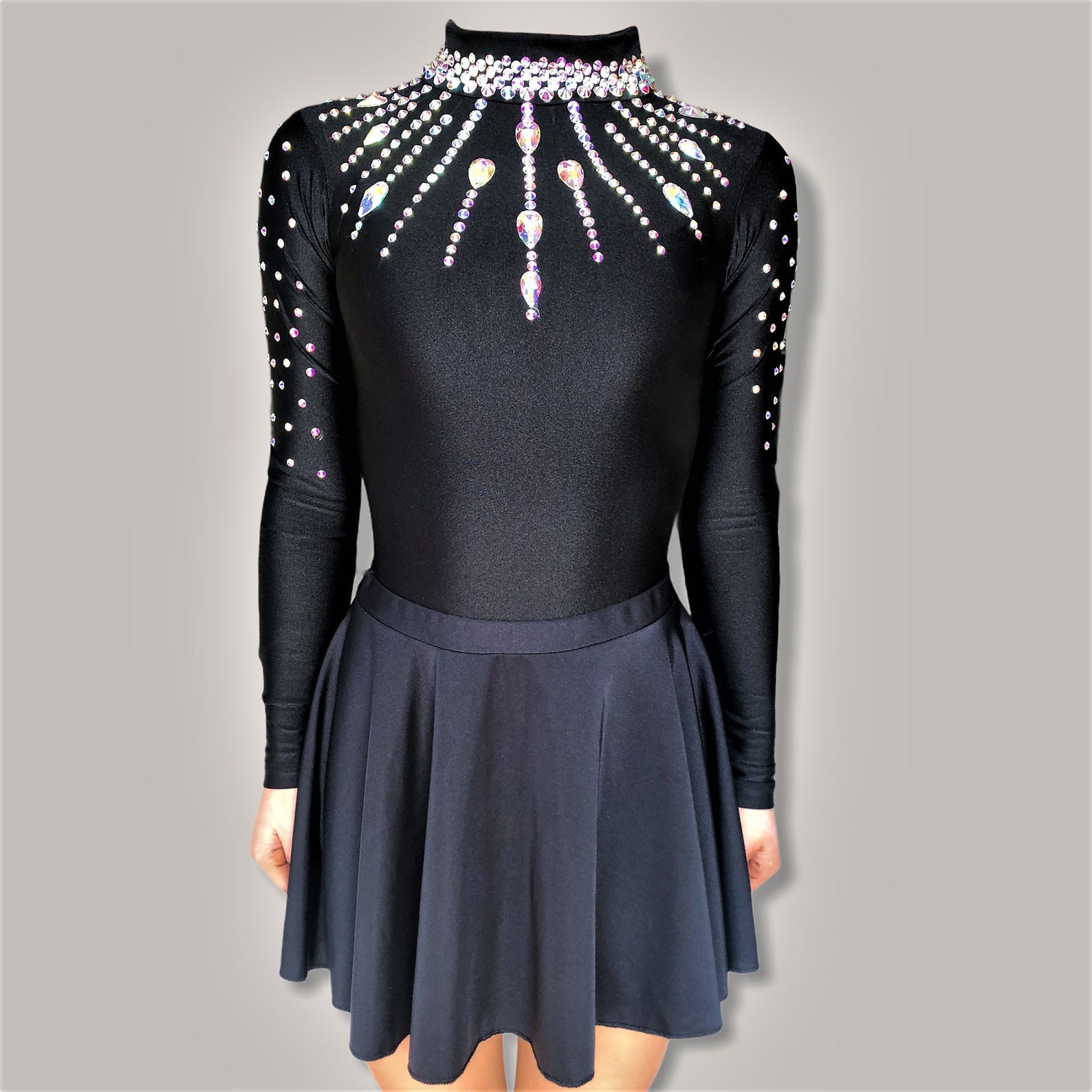 Classic Long Sleeve Turtleneck Black Leotard With Zipped Back | Etsy