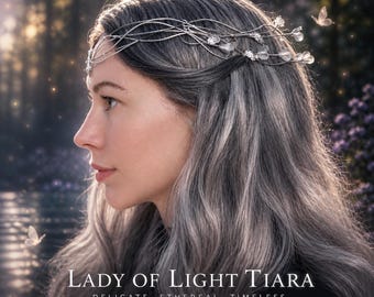Elven Tiara Silver, Bridal Crown, Fairy Headpiece, Woodland Wedding Hair Jewelry