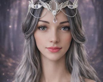 ホワイトクリスタルのブライダルティアラ、エレガントなウェディングヘッドピース、妖精のプリンセスヘアアクセサリー