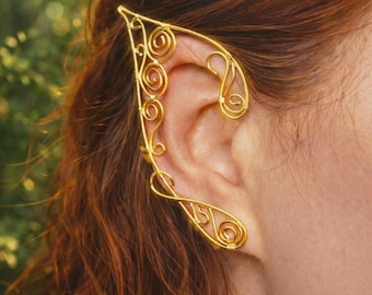 Gold Elfen Ohrmanschette - No Piercing Swirl Elfen Ohrmanschette - Fantasy Schmuck Accessoire