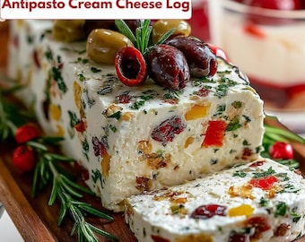 Festive Holiday Antipasto Cream Cheese Log – Easy Christmas Party Appetizer – Holiday Celebration Snack