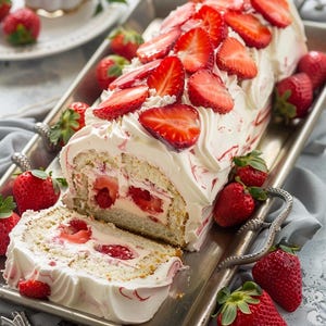 Strawberry Tiramisu Roll Art Print: Whimsical Kitchen Decor (Digital Download