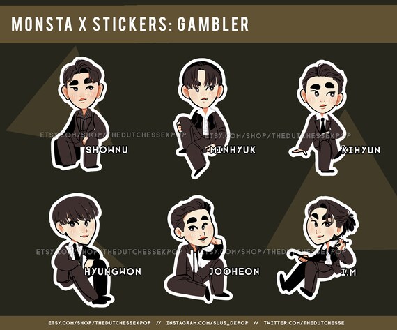 monsta x stickers gambler style kpop sticker sheet sticker etsy australia