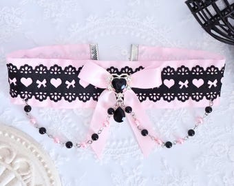 Jirai Kei Bow and Heart Choker | Ryousangata, Jfashion, Yami Kawaii