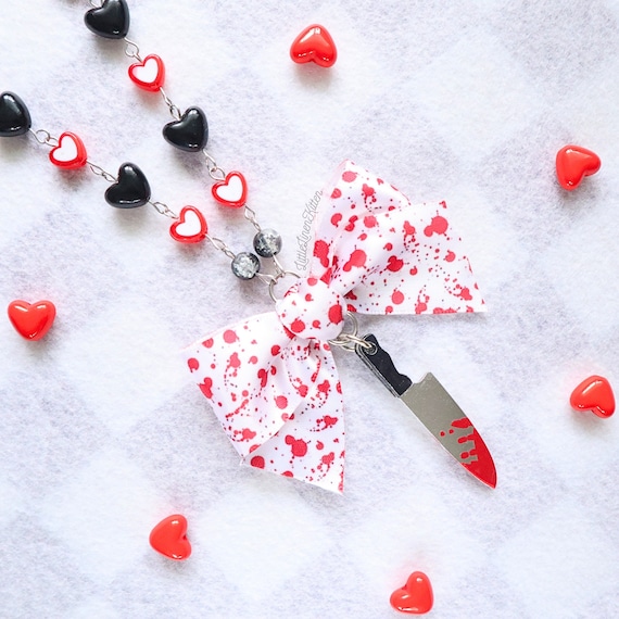 Yandere Blood Splatter Necklace inspired by Yuno Gasai | Gurokawa, Mirai Nikki, Yami Kawaii