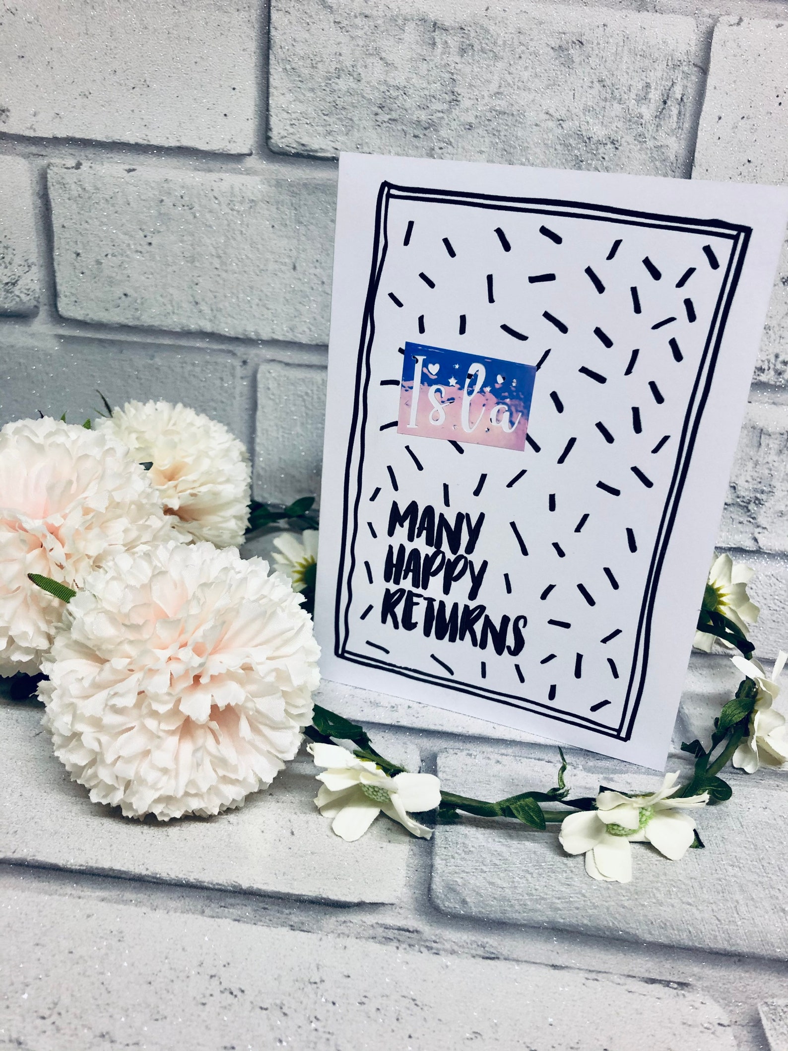 Many Happy Returns Vinyl Decal Card 5x7 Inch Handmade Etsy