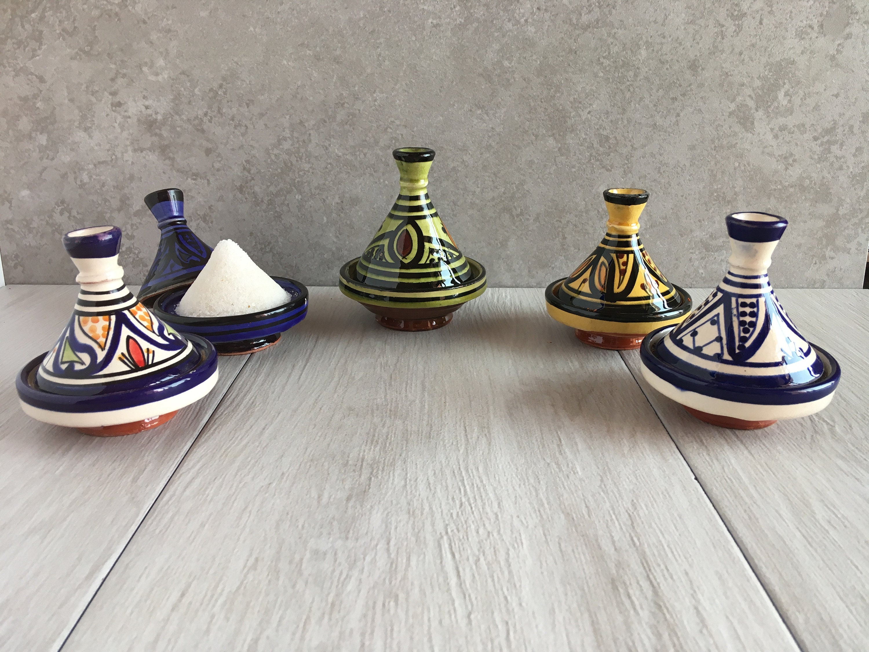 Set of five tagines Small ceramic tagines Handmade tagines Etsy