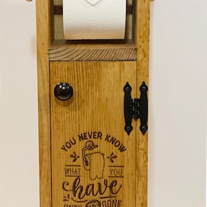 Wooden, engraved, toilet paper, holder, bathroom decor, country theme, Free Standing, Storage Shelf Bathroom Accessories, Your custom design