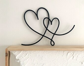 Wire Duo Hearts - Wire Words - Home Decor - Valentines Gifts - Wall Decor - Shelf Decor
