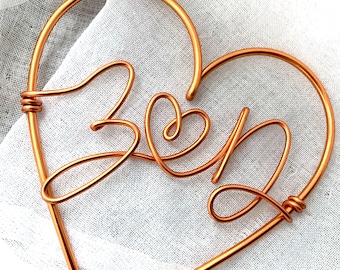 Personalised Wire Initials Heart – Custom Wire Art, Couple Initials Letterbox Gift, Handmade Wedding & Anniversary Decor