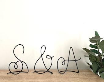 Initials - Freestanding - Shelf Decor - Valentines - Wire Art - Wire Words - Love - Home Decor - Shelf Decor - Gifts - Wedding - Anniversary