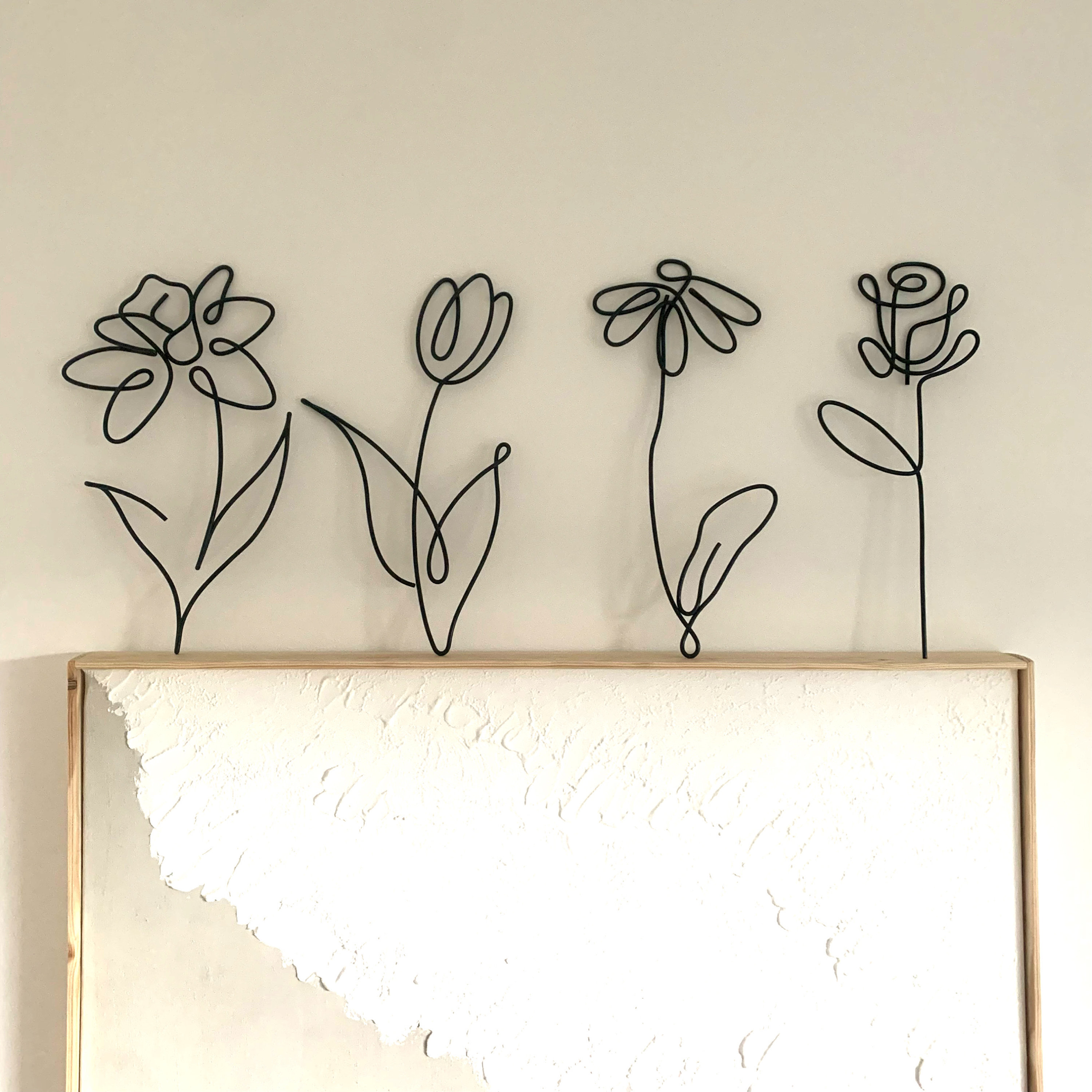 Daffodil Daisy Rose Lily Wild Flowers Wire Words Wire Wall Art Minimalist  Art Wall Decor Flower Wall Decor Unique Wall Hanging 