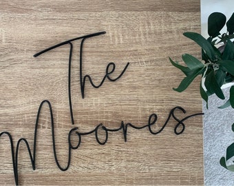 Personalised Family Surname Sign - Wire Words -  Custom Wedding Gift Ideas for Bride and Groom - Anniversary Gifts - Wall Art and Home Decor