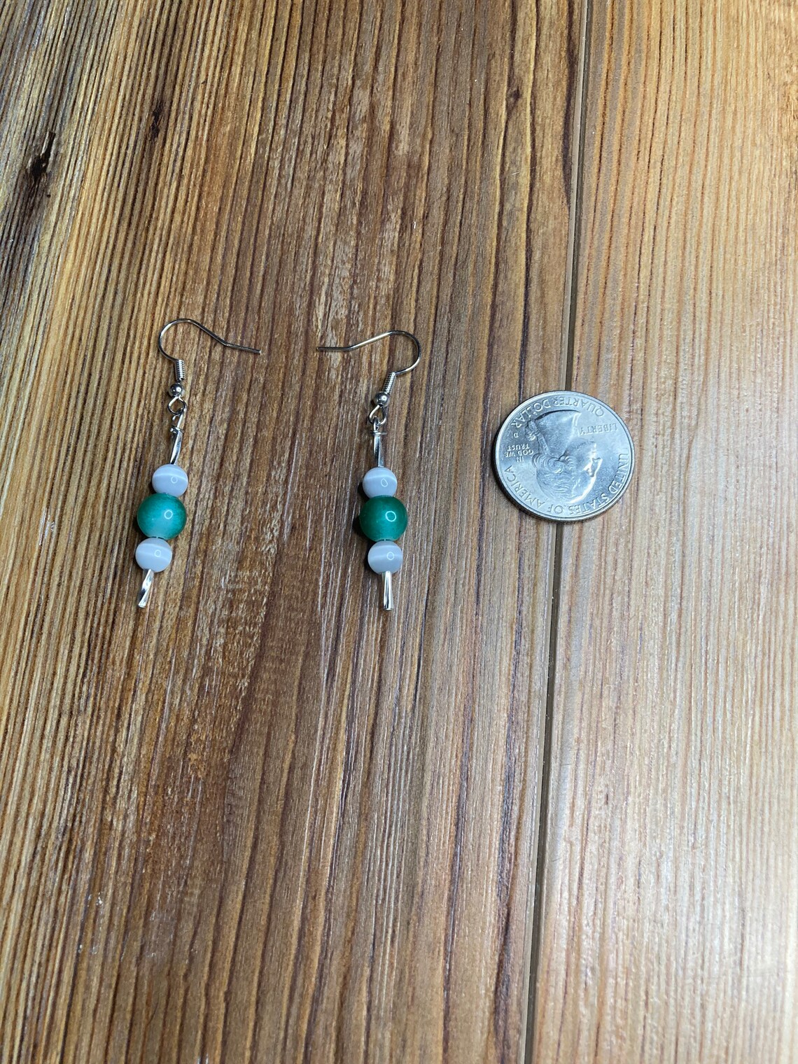 Green and silver earrings Clearance