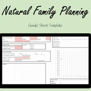 NFP (Natural Family Planning) Google Sheet Chart, Fertility Awareness Method, Basal Body Temp, Cycle Track, Engagement/Wedding/Bridal Gift