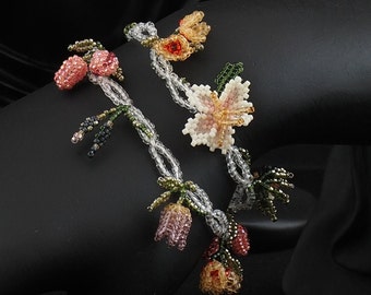 Flower Vine Dainty Bracelet , Wedding Jewelry, Wild Floral & Sakura Bracelet, Delicate Bracelet For Girl, Gift For Her.