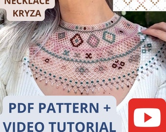 Klare Perlenkette Muster, Anleitung für Perlenweberei, Pdf & Video Anleitung, Sylyanka, Ukrainischer Schmuck, Numbers of Colors