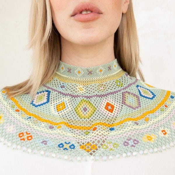 Collier de perles ukrainiennes Sylianka Lemko Bijoux ukrainiens Tour de cou en perles Collier de perles colorées Collier de broderie de perles Vyshyvanka