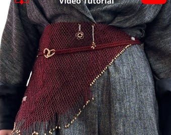 Anleitung für Gürtelschal | Perlen Taille Schal Muster | DIY Perlenarbeit Video-Anleitung | Tragbarer Schmuck PDF