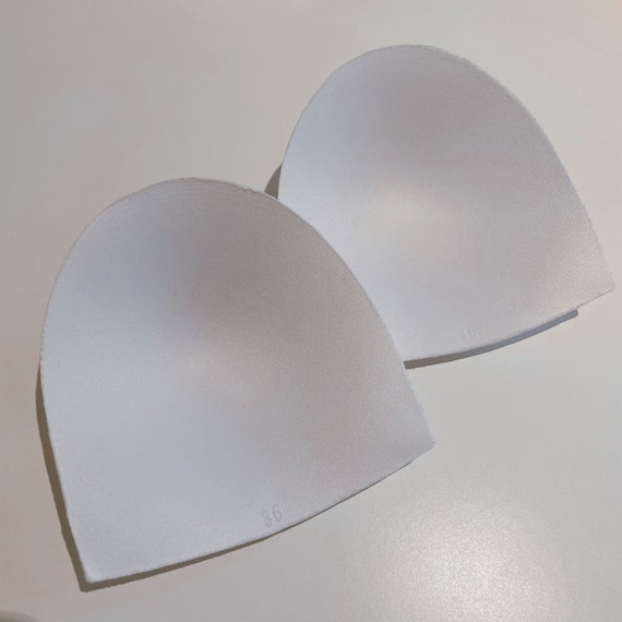 White Slightly Padded Bra Pad Sewing in Insert Foam Cup sold by the Pair 