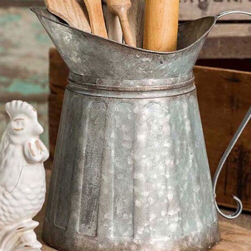 Galvanized Metal Milk Pitcher Farmhouse Pitcher Milk Can Etsy