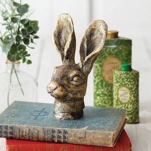 Briar Hare Figurine | Gold Hare | Gold Rabbit | Briar Hare Bust | Rabbit Sculpture | Rabbit Figurine | Gold Resin Bunny | Farmhouse Decor