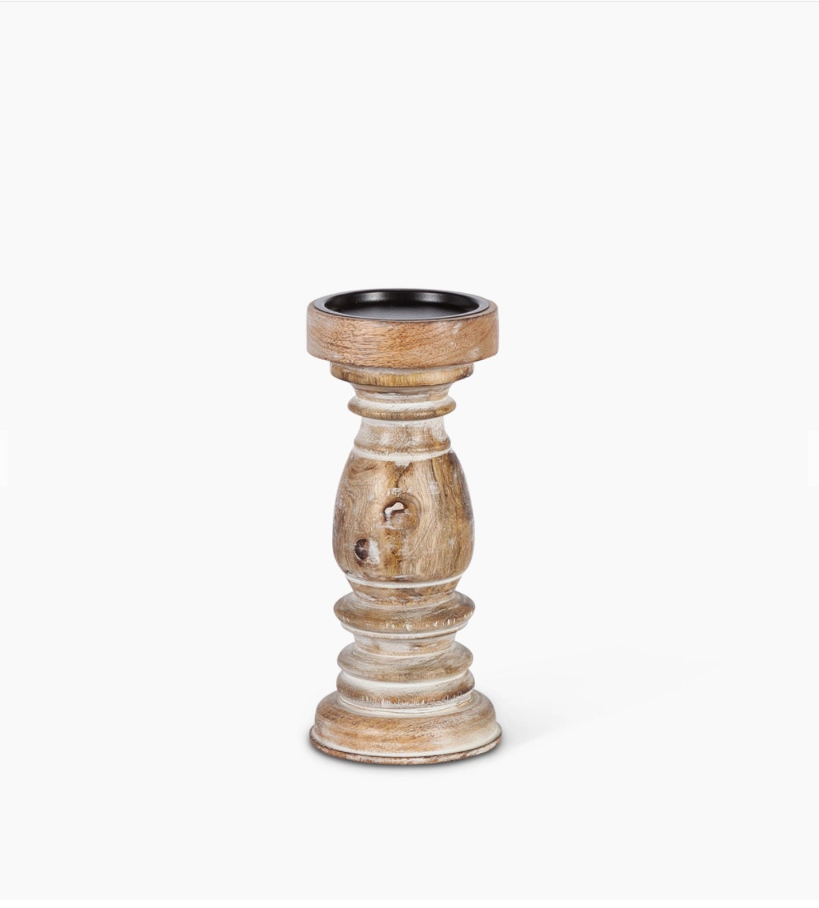 Rustic Wood Pillar Candle Holder White Washed Wood Candle Etsy