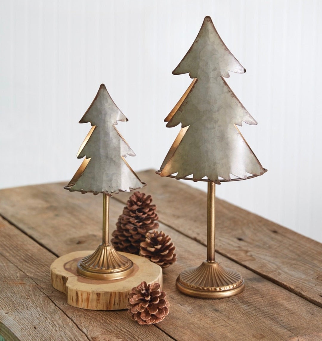 Galvanized Metal Christmas Tree Tea Light Holders Christmas Etsy