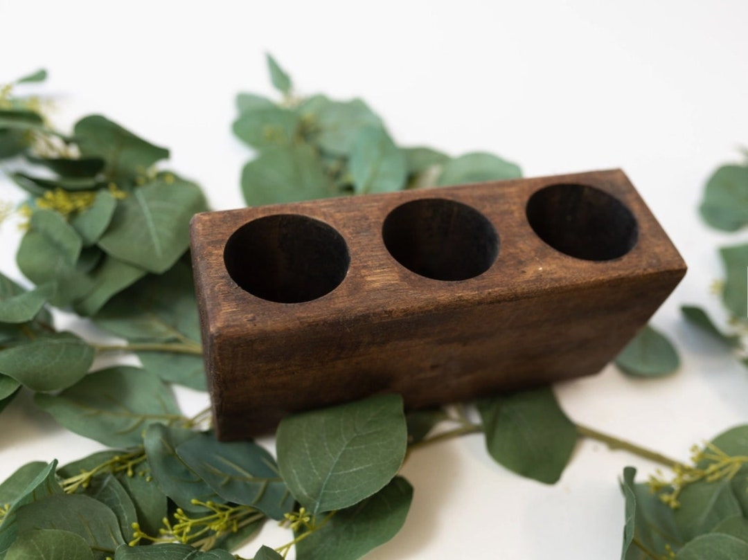 3 Hole Sugar Mold Rustic Wooden Sugar Mold Candle Holder Solid Wood Block Sugar Mold Farmhouse