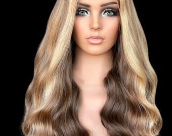 Golden Honey Blonde Balayage HD Lace Wig – Realistic Hairline • Luxury Human Hair Wig• Alopecia • Glueless • 100% Raw Remy • Beach Wave