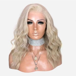 Platinum Blonde Wavy Virgin Human Hair HD Lace Front Glueless Wig