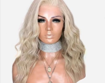 Platinum Blonde Wavy Virgin Human Hair HD Lace Front Glueless Wig