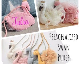 Personalized Swan Girl Purse. Girl purse personalized. Toddler purse. Girl gift. Girl Crossbody. Baby purse. Baby bag.