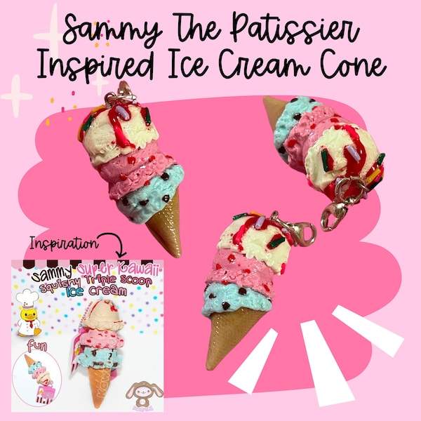 Sammy The Patissier Inspired Ice Cream Cone | Charms | Polymer Clay Charms | Handmade Charms | Kawaii Charms | Ice Cream Charm