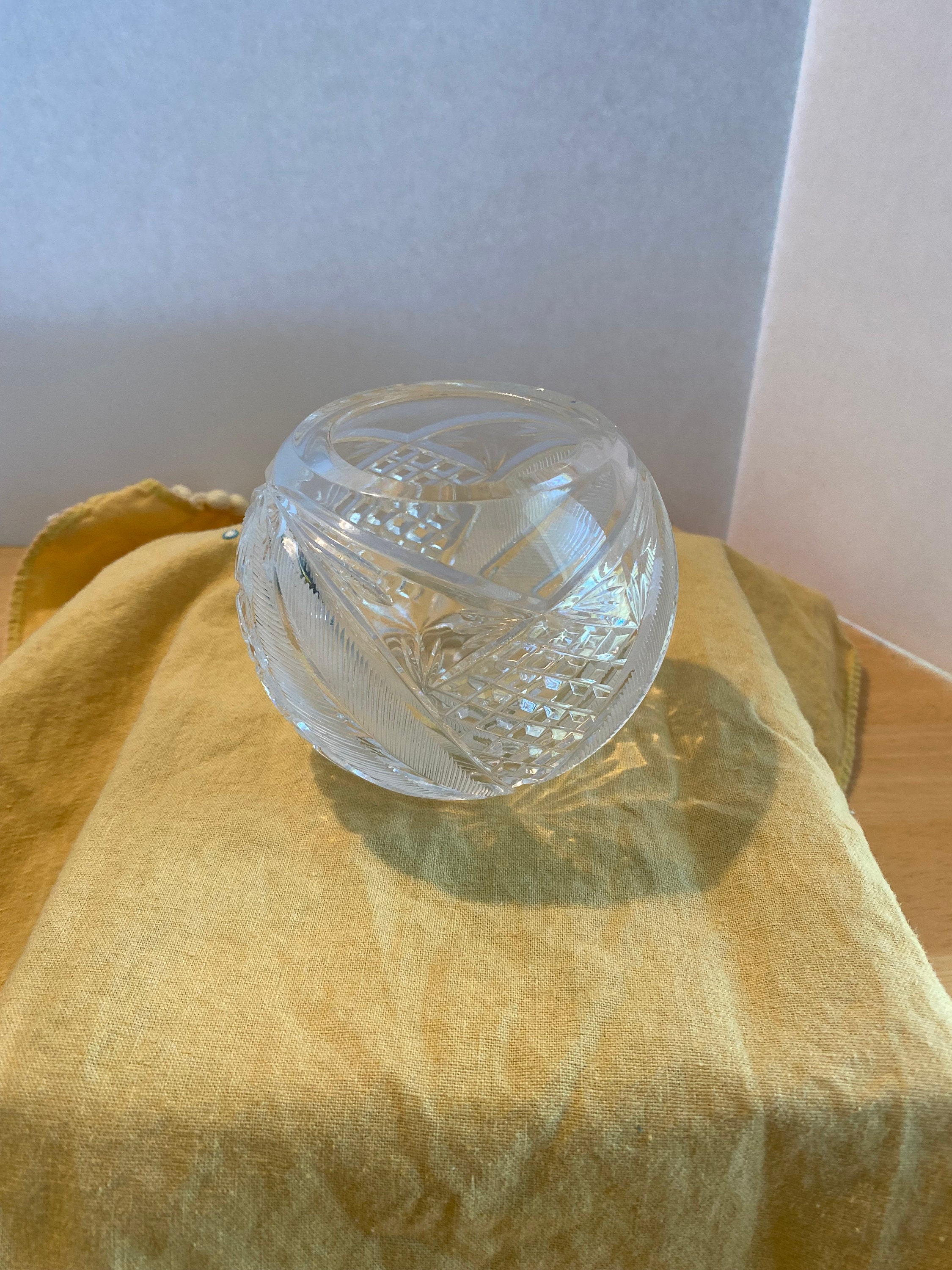 Vintage Lead Crystal Rose Bowl Etsy