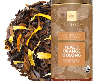 Peach Orange Oolong Loose Leaf Tea | Fruity and Floral Oolong Blend | Half-Caffeinated & Complex | Teabloom