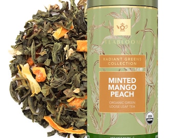 Minted Mango Peach Loose Leaf Tea | Tropical Fruit & Mint Green Tea | Refreshing and Bright | Teabloom