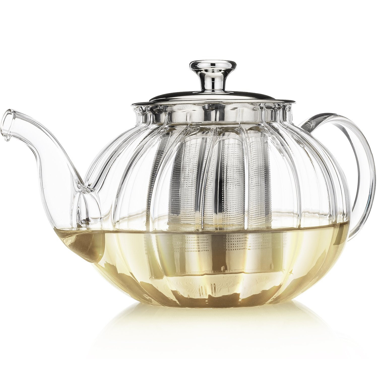 YOLIFE Tea Pot with Infuser for Loose Leaf Tea, 42oz Vintage Ceramic Teapot  with Floral and Gold Leaf Design (Rose)