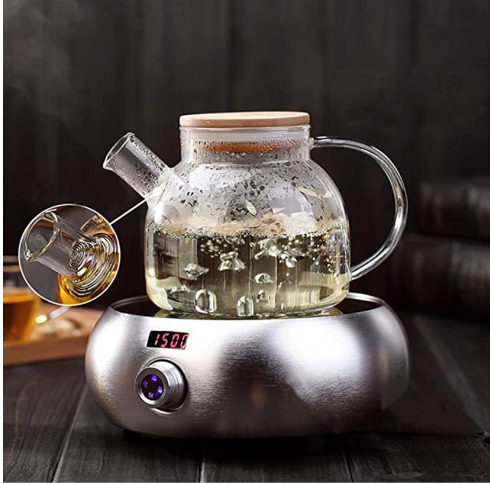 Teabloom Stovetop Safe Glass Teapot With Bamboo Lid Etsy