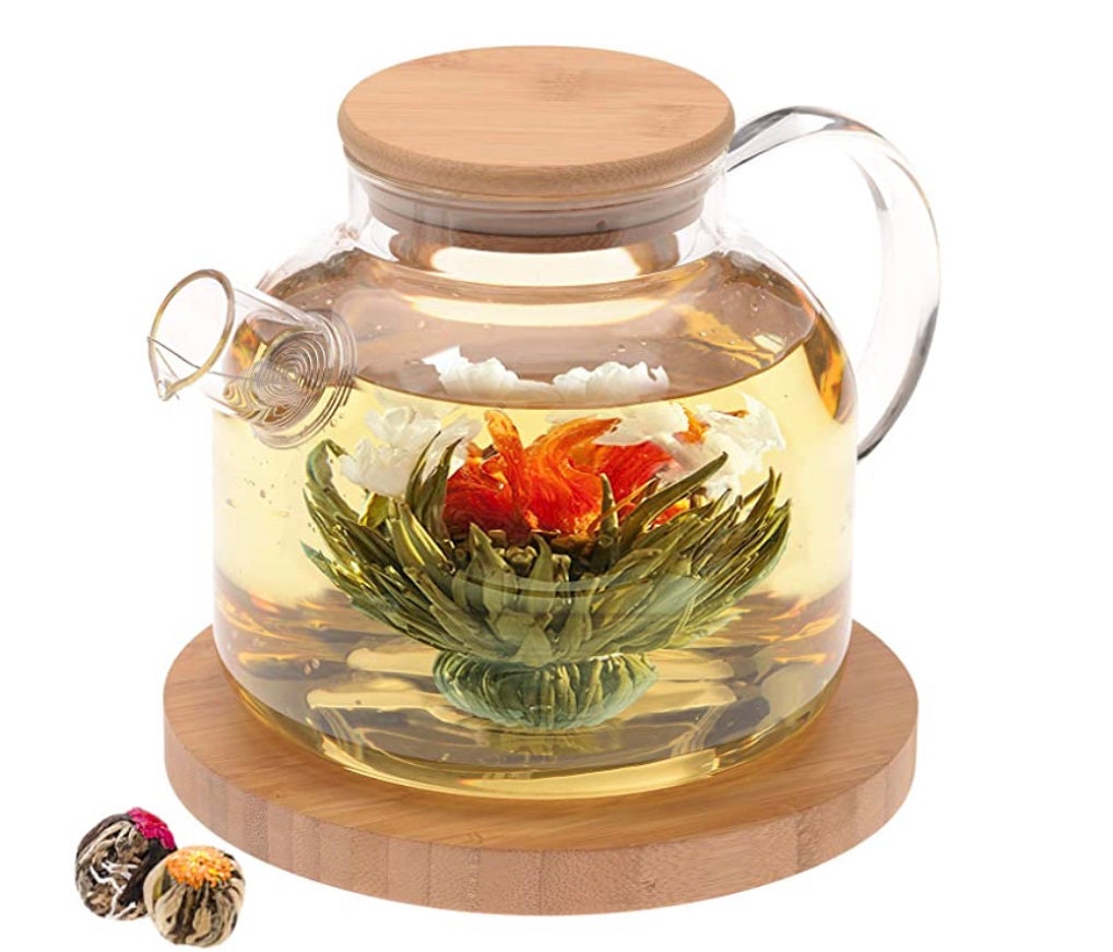 Glass Teapot, Zpose Tea Pot, Teapots, 40oz/1200ml Tea Pots with Scale Line, Tea Pot with Infuser, Borosilicate Glass Teapot for Stovetop Safe, Tea Pot