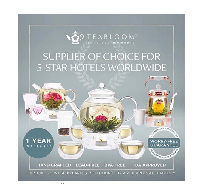 Teabloom Eternal Love Flowering Tea Gift Set Glass Teapot Etsy UK