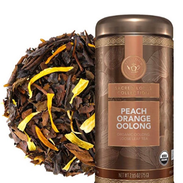 Teabloom Organic Oolong Tea, Peach Orange Loose Leaf Tea, USDA Certified Organic