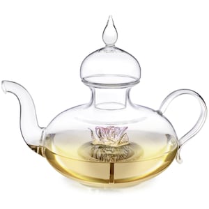 Earthly Rose Teapot With A Three-Dimensional Glass Rose Bud