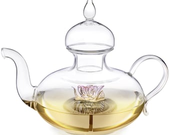 Earthly Rose Teapot With A Three-Dimensional Glass Rose Bud