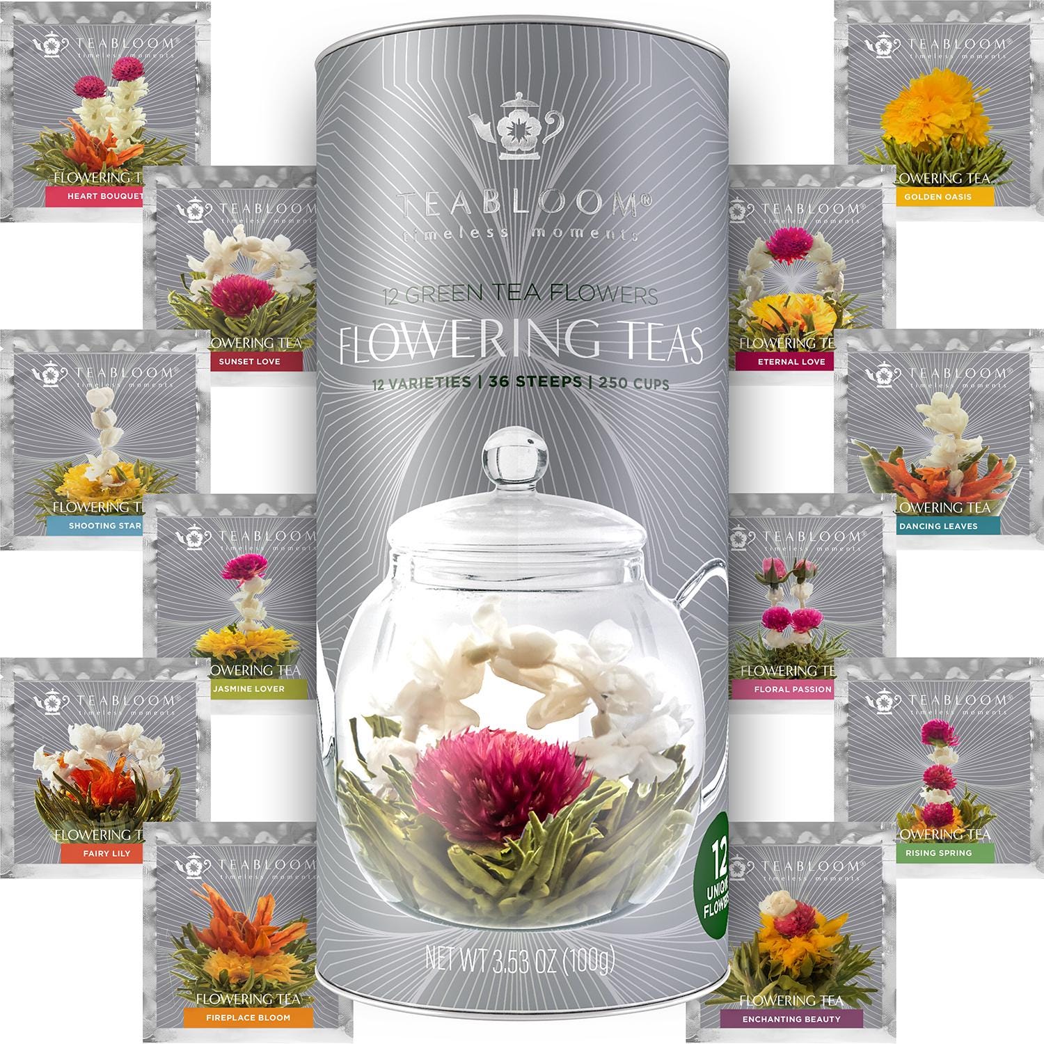 Teabloom Flowering Tea – 12 Blooming Green Tea Flowers Teabloom Flowering Tea – 12 Blooming Green Tea Flowers